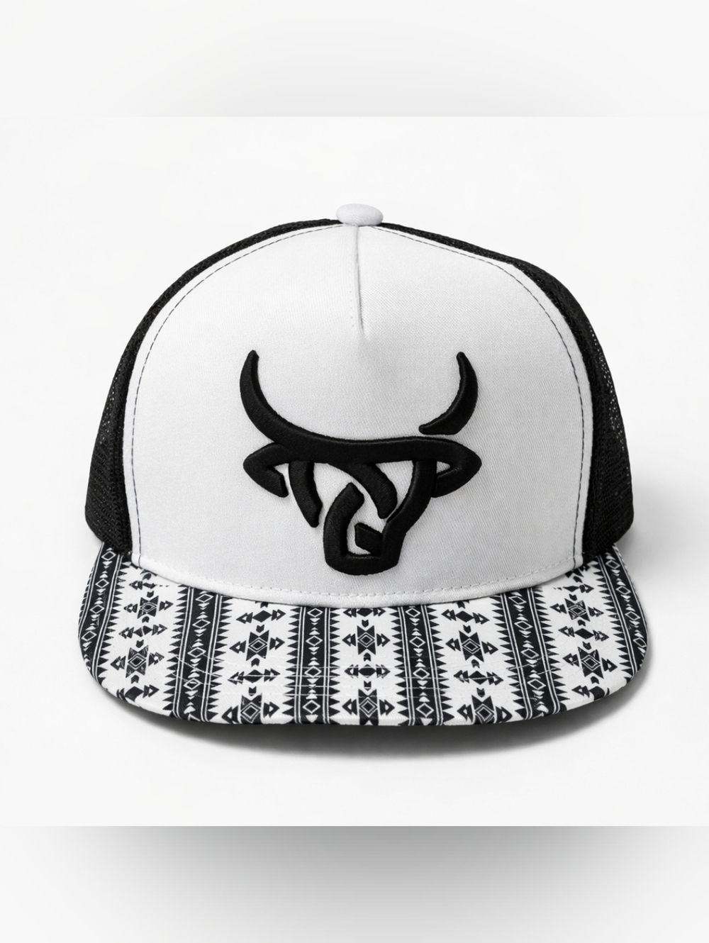 Lost Calf Trucker Hat Black White Western Bull Logo Snapback Cowboy Mesh Cap.